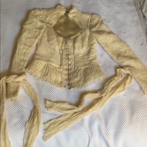 Elie Tahari silk long sleeve bustier top.